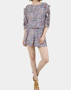 Blouse manches fantaisies imprimée multicolore