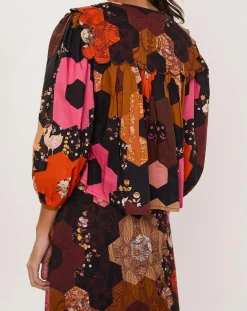 Blouse Médiéval Patchwork imprimée multicolore