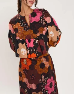 Blouse Médiéval Patchwork imprimée multicolore