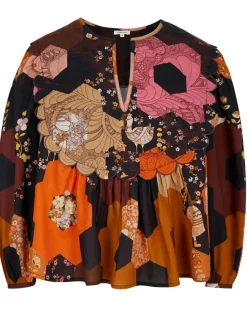 Blouse Médiéval Patchwork imprimée multicolore