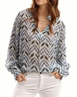 Blouse Mia indigo/écru