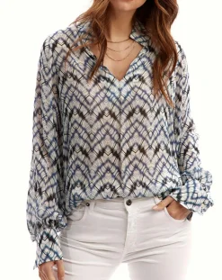 Blouse Mia indigo/écru