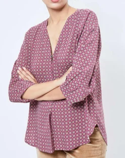 Blouse motif Géométrique rouge/multicolore