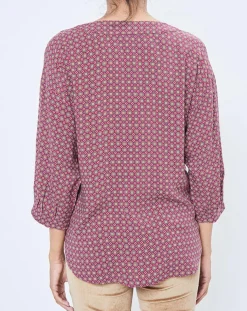 Blouse motif Géométrique rouge/multicolore