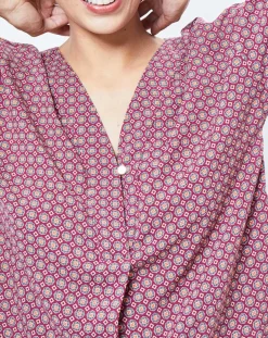 Blouse motif Géométrique rouge/multicolore