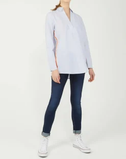 Blouse Popelin rayée bleue