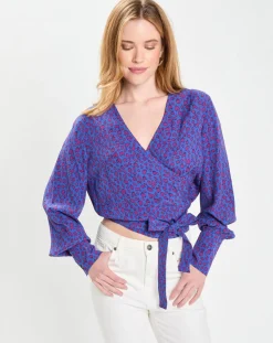 Blouse Print Tori bleu/violet