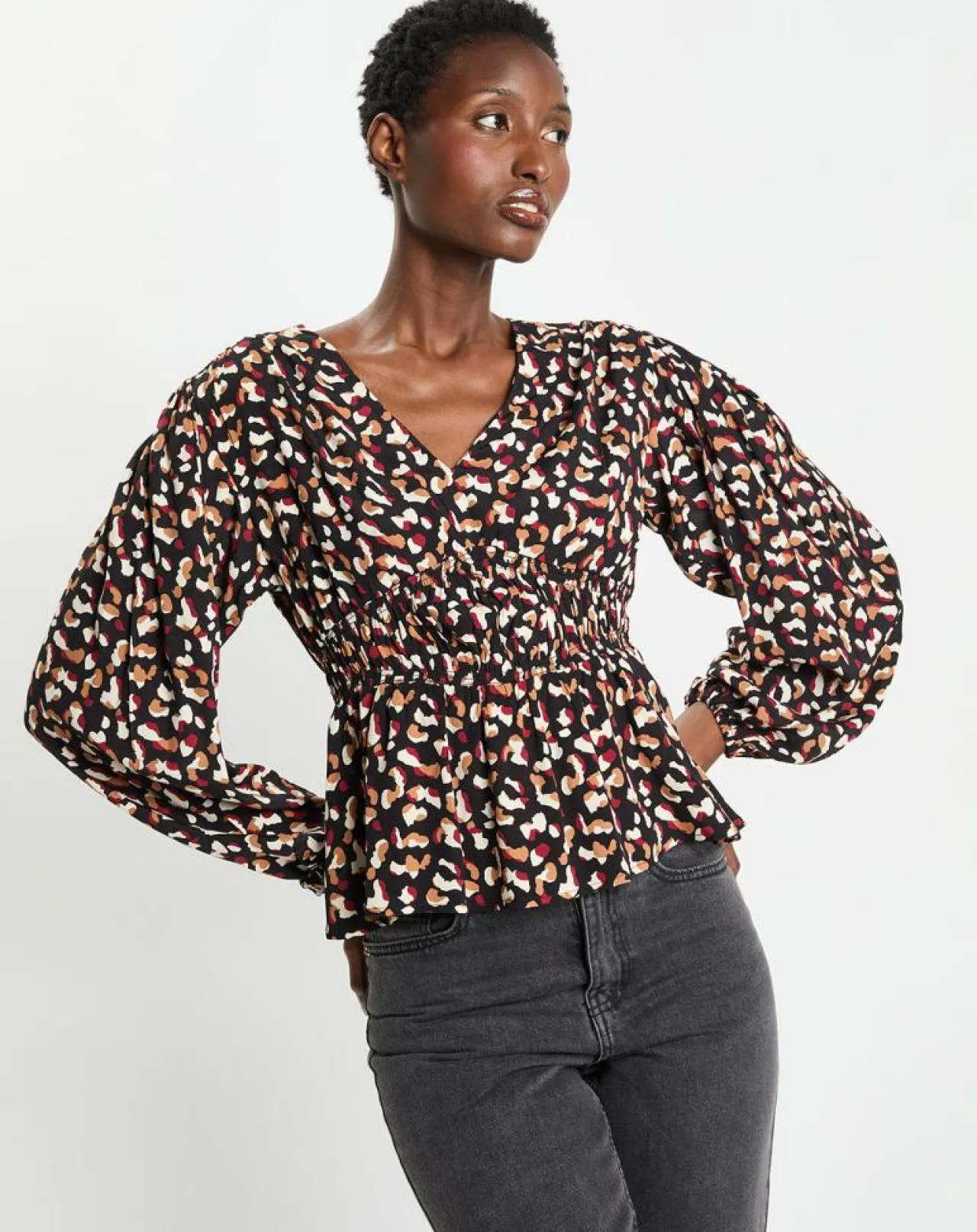 Blouse Print Traviata 2 noir/rouge