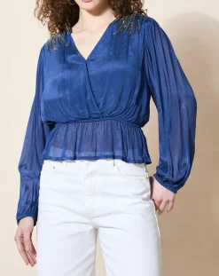 Blouse satinée Airbag bleue