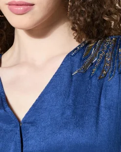 Blouse satinée Airbag bleue