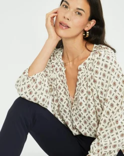 Blouse satinée Store imprimée luciole écrue