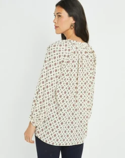 Blouse satinée Store imprimée luciole écrue
