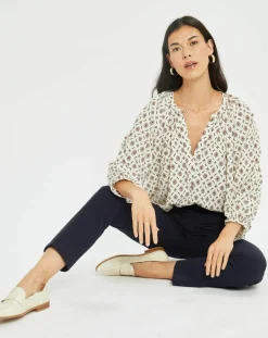 Blouse satinée Store imprimée luciole écrue