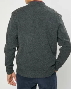 Blouson 100% Laine Tricot imprimé pied-de-poule gris/marron