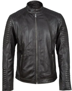 Blouson Biker en Cuir Juda marron
