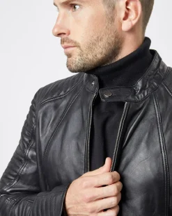 Blouson Biker en Cuir Juda noir