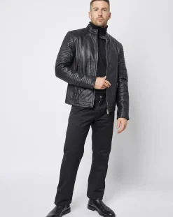 Blouson Biker en Cuir Juda noir
