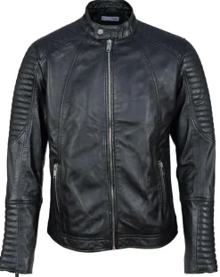 Blouson Biker en Cuir Juda noir