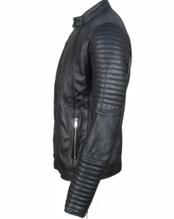 Blouson Biker en Cuir Juda noir