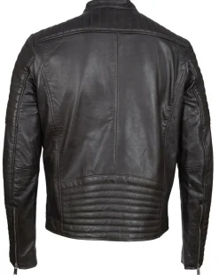 Blouson Biker en Cuir Junior marron