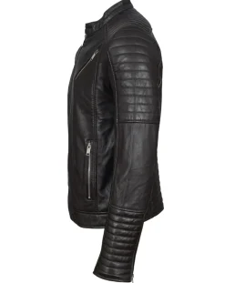 Blouson Biker en Cuir Junior marron