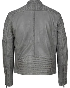 Blouson Biker en Cuir Junior gris