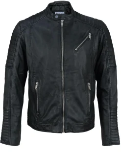 Blouson Biker en Cuir Junior noir
