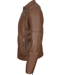 Blouson Biker en Cuir Junior cognac