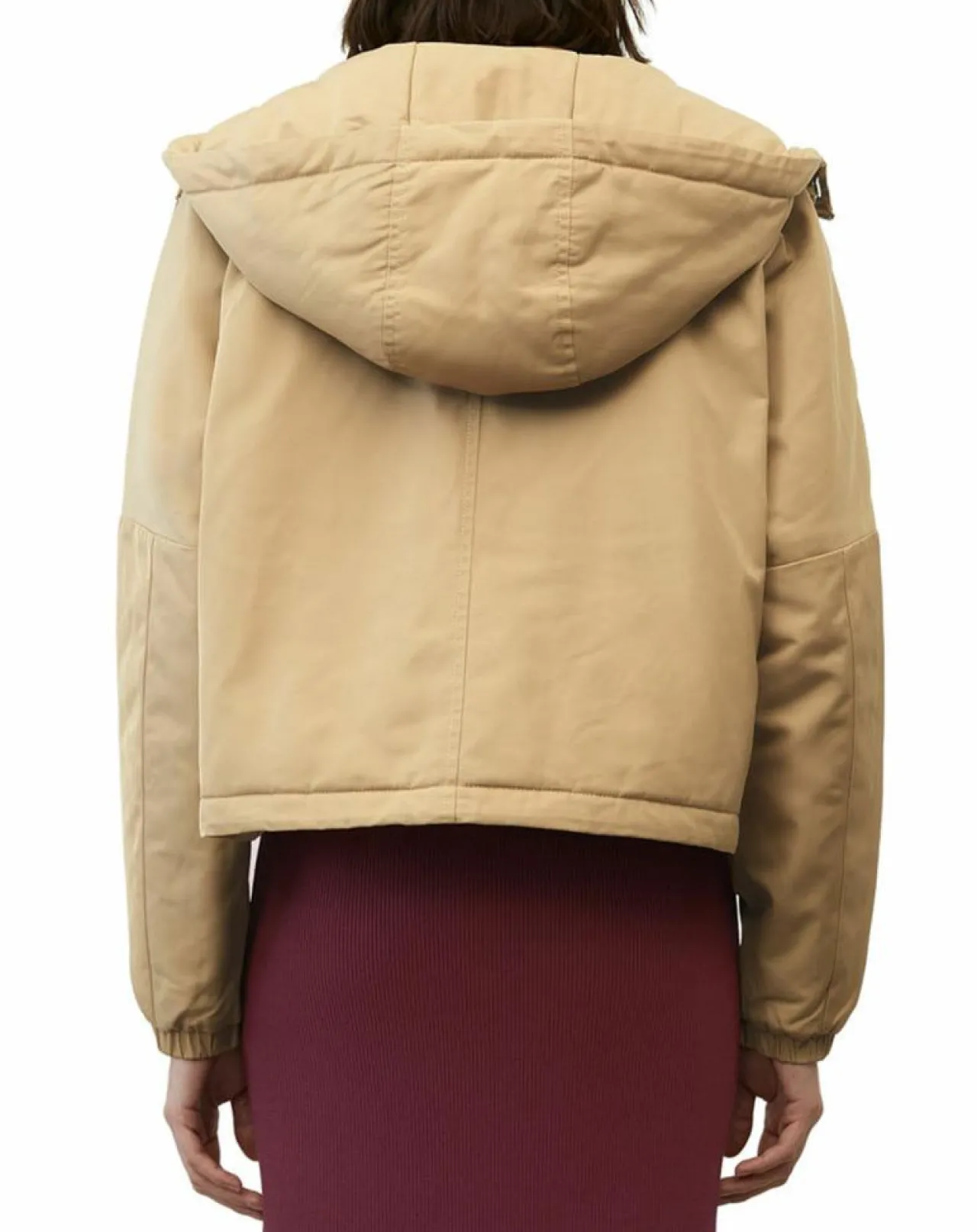 Blouson court à capuche poches zip beige