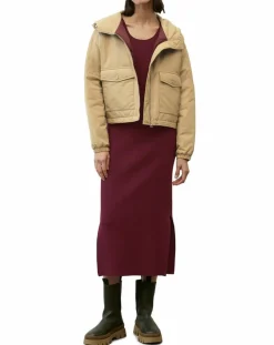 Blouson court à capuche poches zip beige