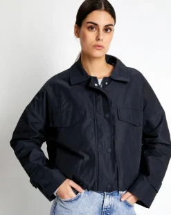 Blouson Court Zippé bleu marine