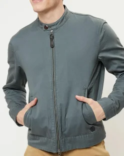 Blouson en coton & lin kaki