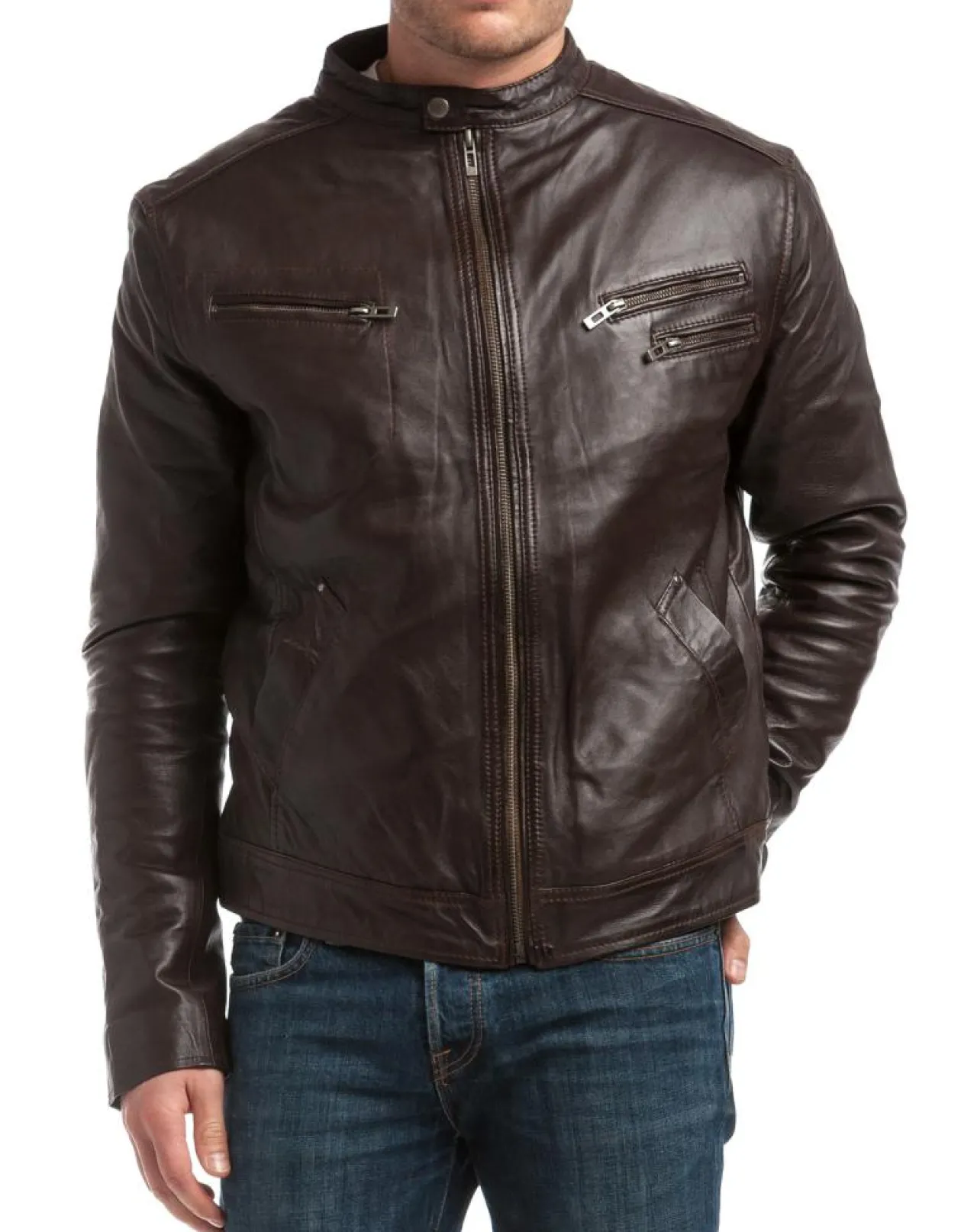 Blouson en Cuir Alessandro marron