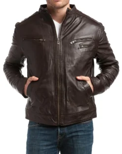 Blouson en Cuir Alessandro marron