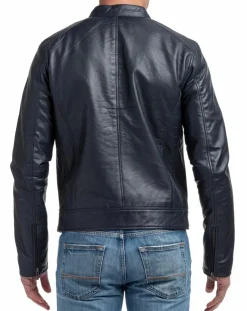 Blouson en Cuir Alessandro bleu