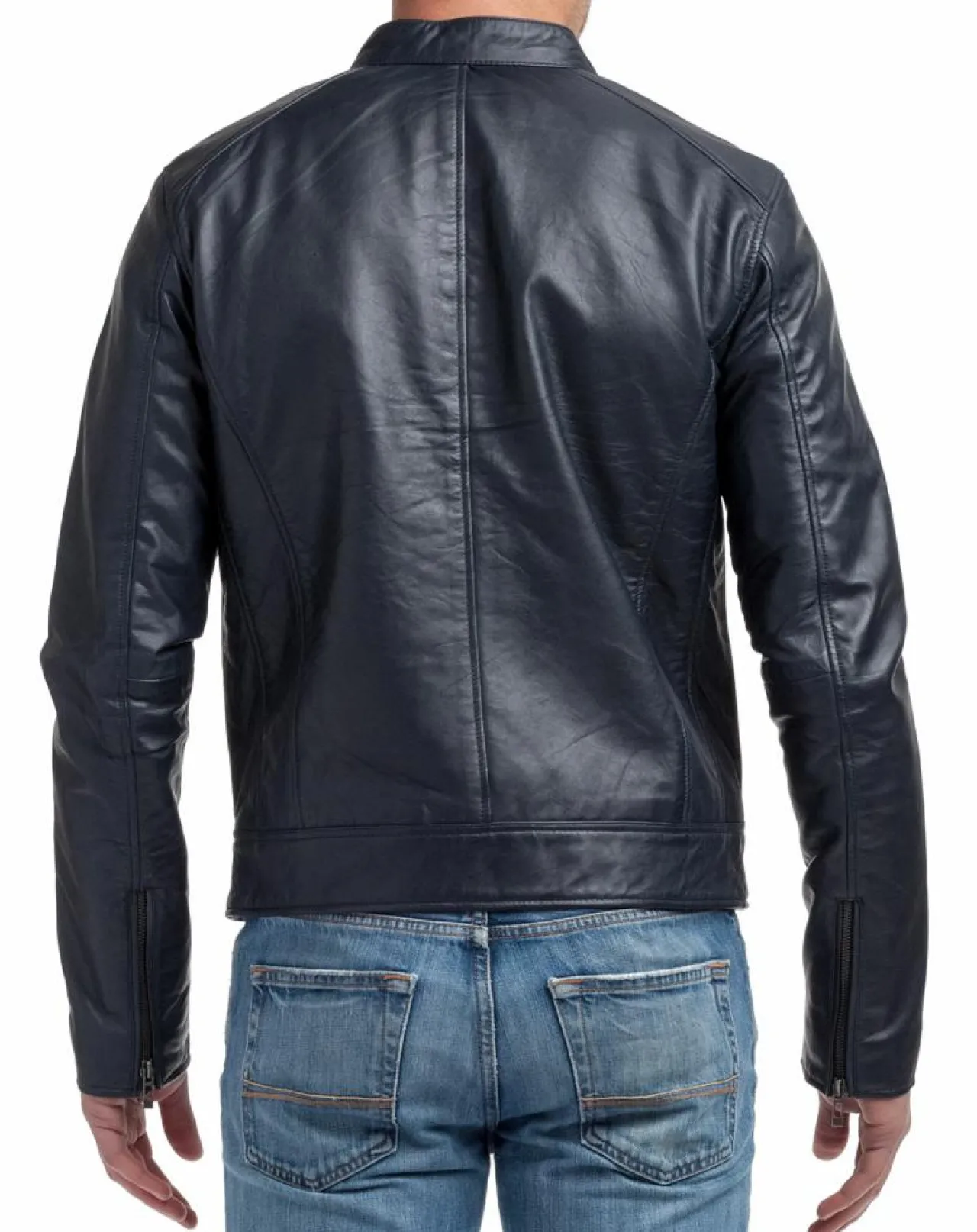 Blouson en Cuir Alessandro bleu
