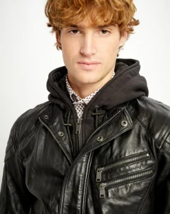 Blouson en Cuir Luigi noir