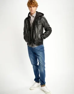 Blouson en Cuir Luigi noir