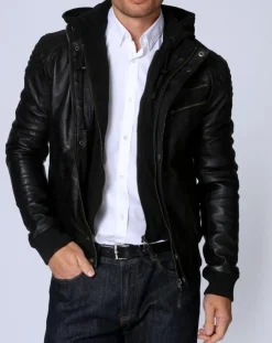 Blouson en Cuir Luigi noir