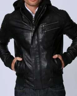 Blouson en Cuir Luigi noir