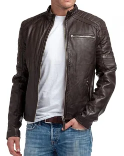 Blouson en Cuir Manuel marron