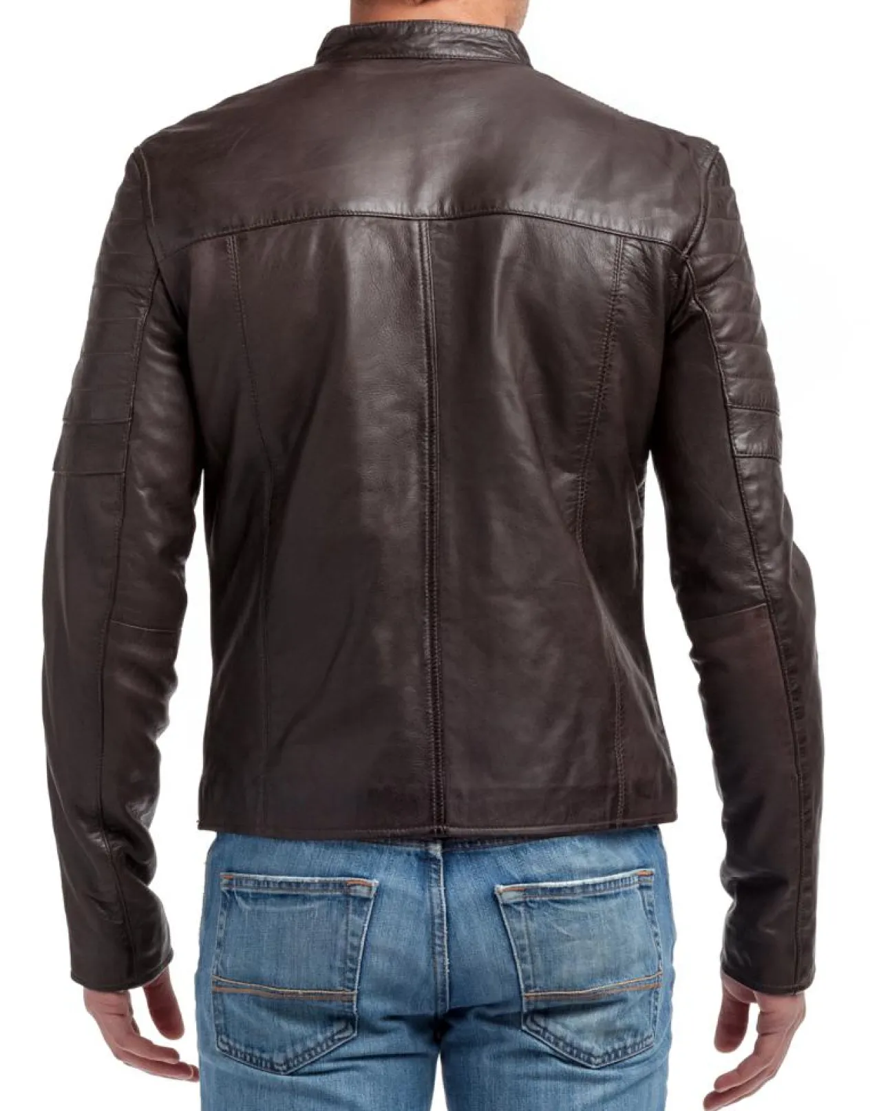 Blouson en Cuir Manuel marron