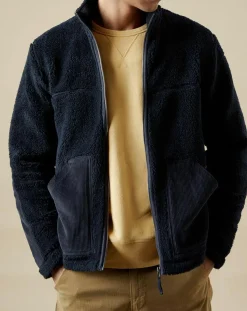 Blouson en Fausse Fourrure Zip marine