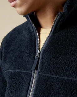 Blouson en Fausse Fourrure Zip marine