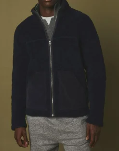 Blouson en Fausse Fourrure Zip marine