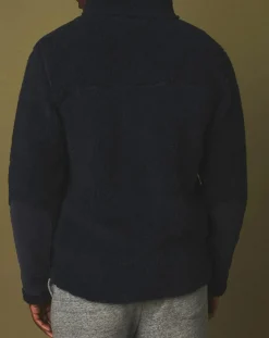 Blouson en Fausse Fourrure Zip marine