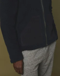 Blouson en Fausse Fourrure Zip marine