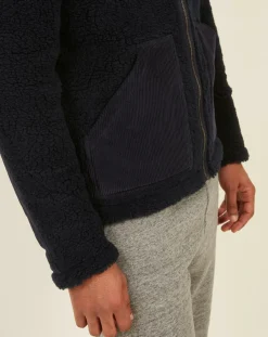 Blouson en Fausse Fourrure Zip marine