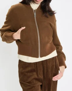 Blouson en Laine mélangée Cropped marron