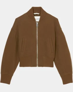 Blouson en Laine mélangée Cropped marron